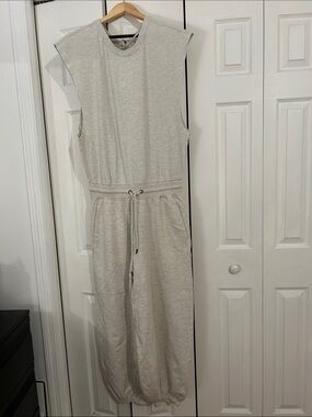 NWOT Free People Sleeveless Drawstring Onesie Jumpsuit in Light Heather sz Small